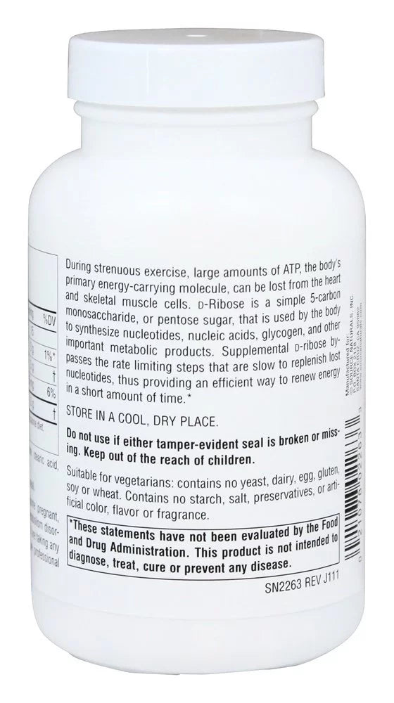 D Ribose Powder 1000 mg 90 Tablets Q88522