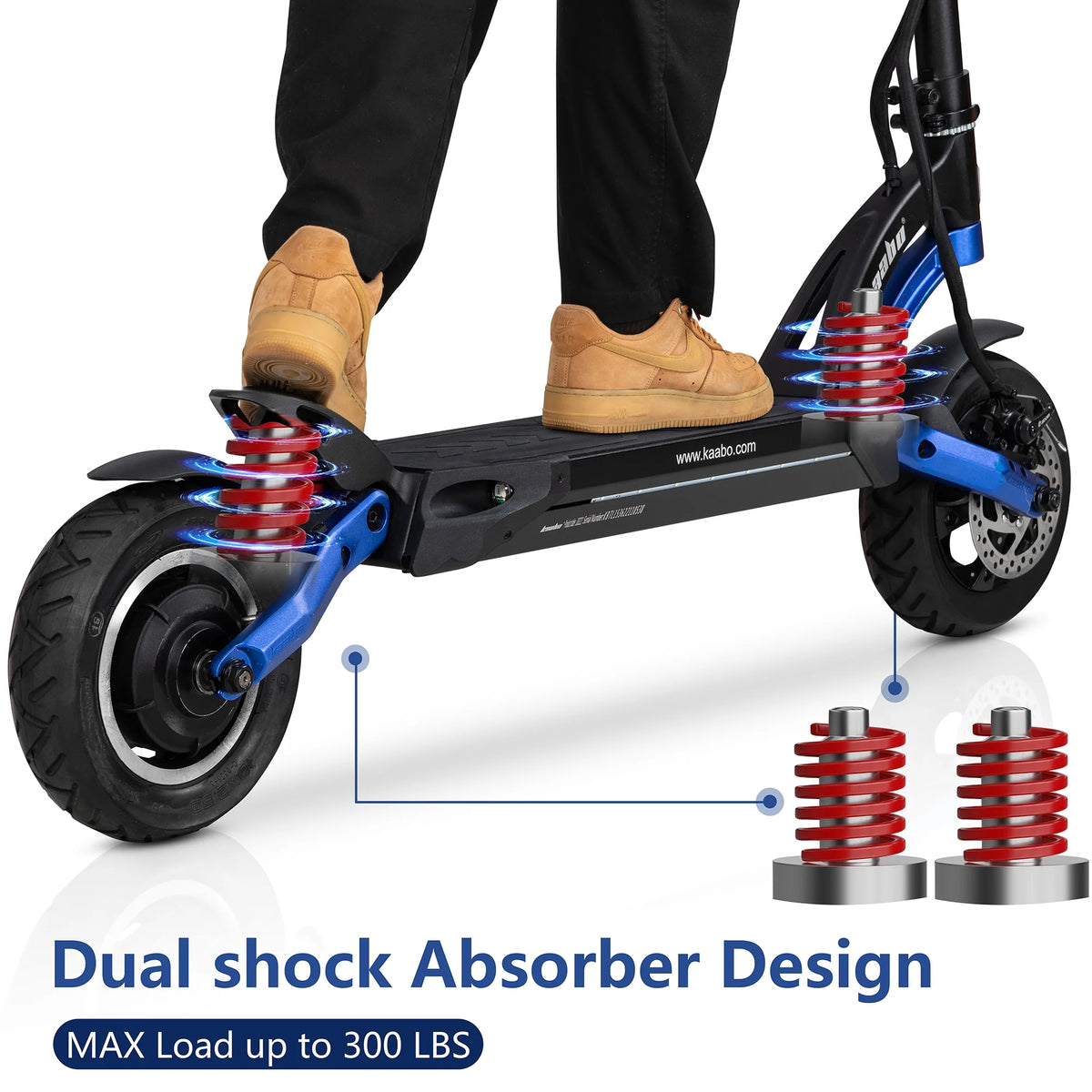 Blue Electric Scooter with 25 Miles Range, 19 MPH, 500W Motor, 10 inch Wheels D68258