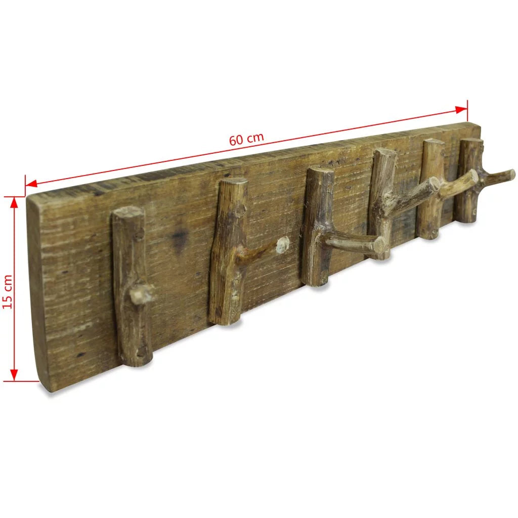 Wall Mounted Coat Rack with 6 Pegs Reclaimed Wood 23.6 x 5.9 Inches T624