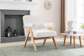 Mid-Century Modern Accent Chair with Solid Wood Armrest D3993
