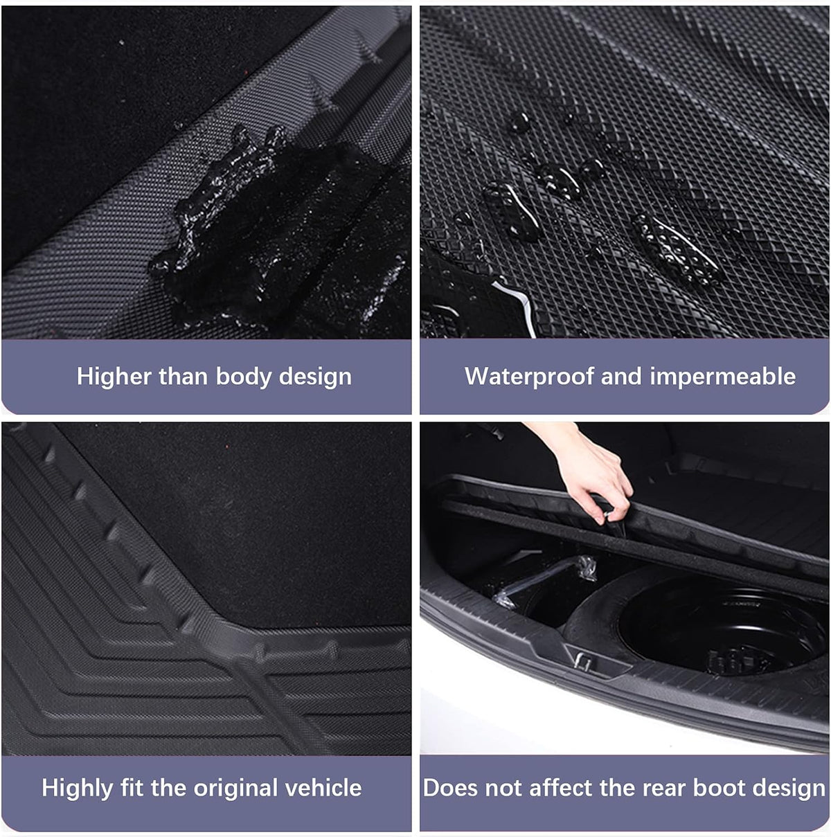 Black TPO Waterproof Rear Cargo Tray Trunk Floor Mat Protector S414840