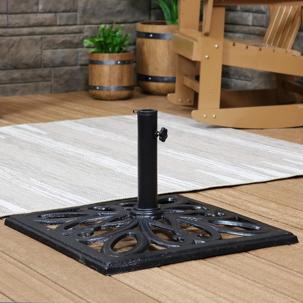 22-Inch Square Cast Iron Umbrella Base D287368