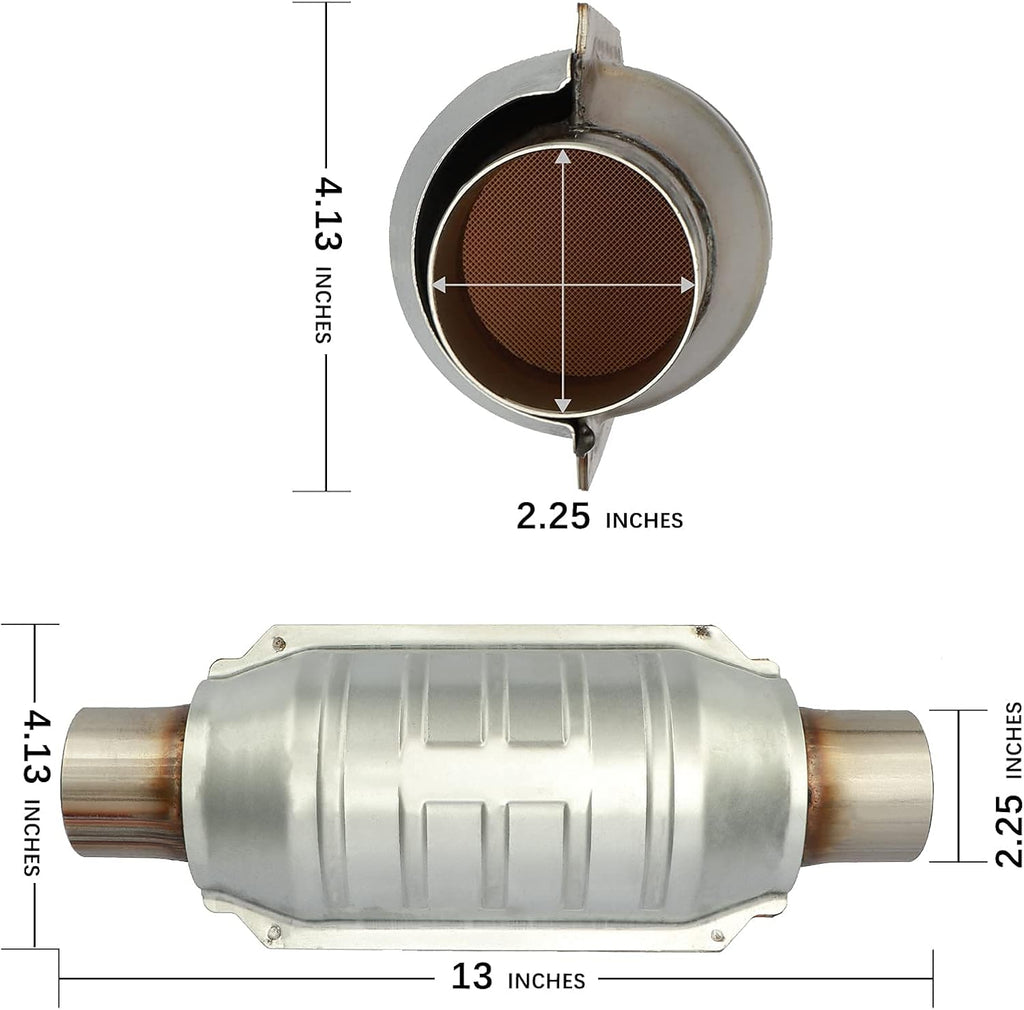 2.25" Inlet/Outlet Universal Catalytic Converter with O2 Port & Heat Shield, Pack of 2 U108