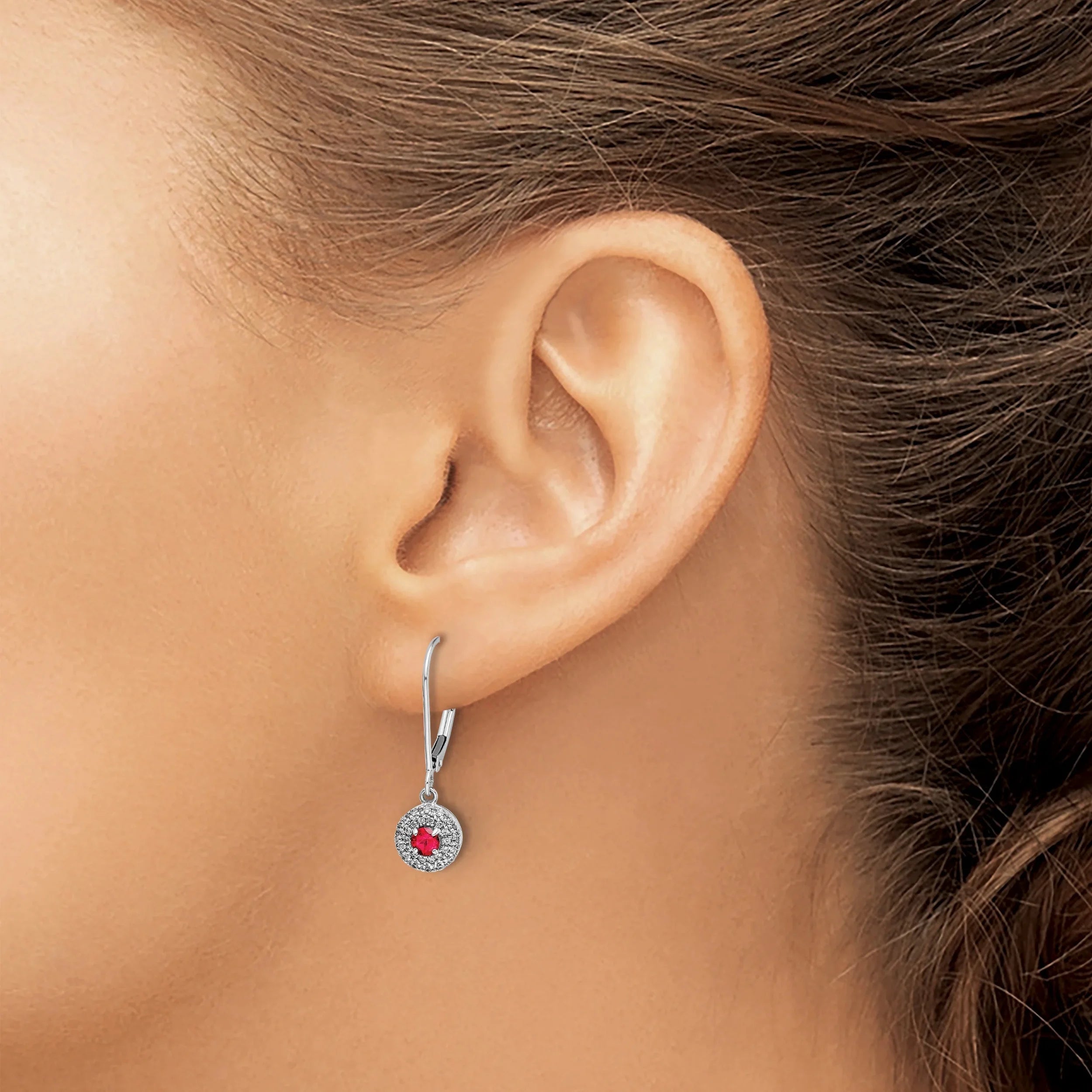 14 Karat White Gold Lab Grown Diamond Leverback Dangle Earrings J268