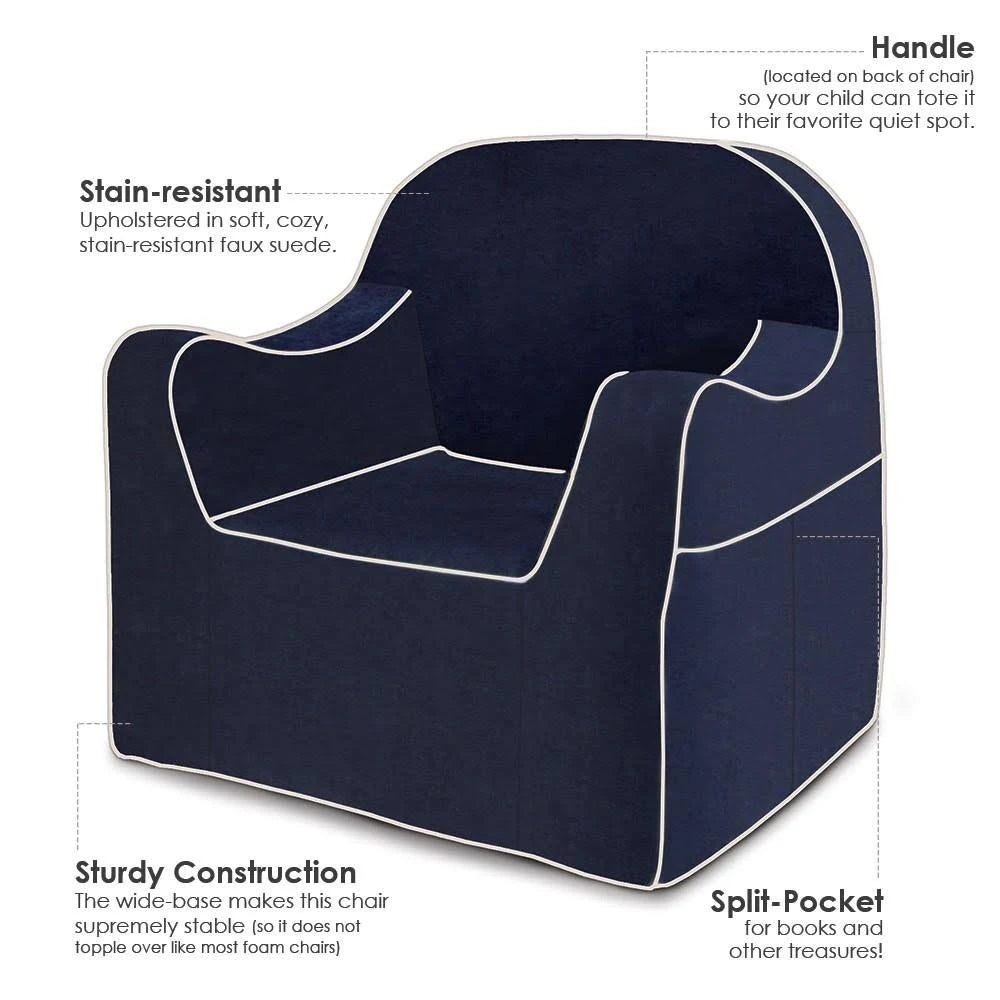 Navy Blue Reader Chair with White Piping W943520