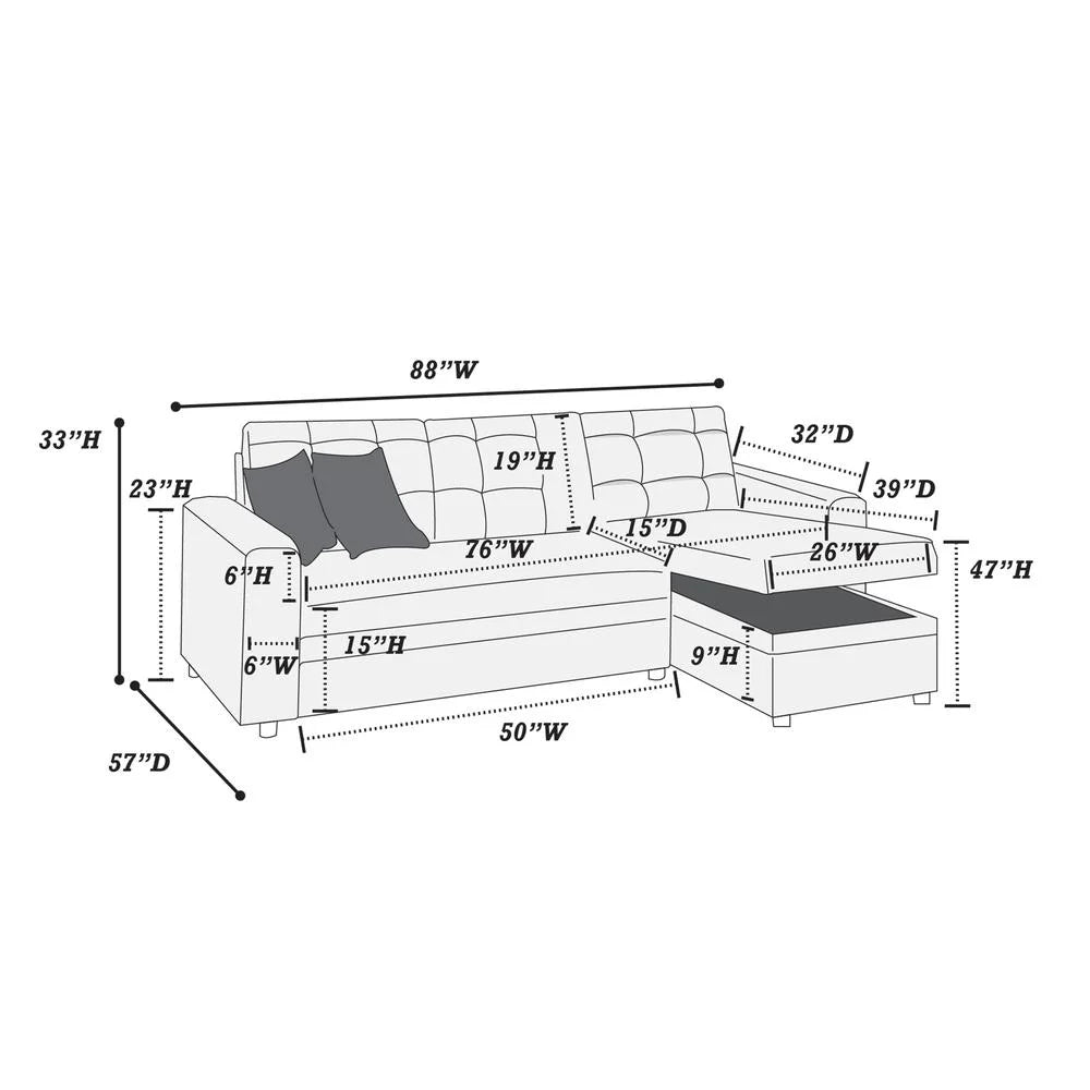 Blue Grey Convertible Sectional P33671