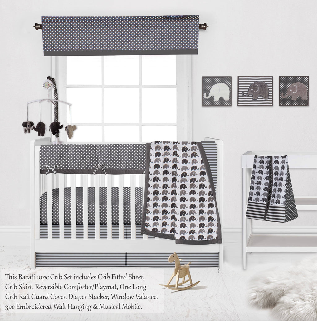 10 PC Crib Bedding Set with 2 Crib Fitted Sheets Y343