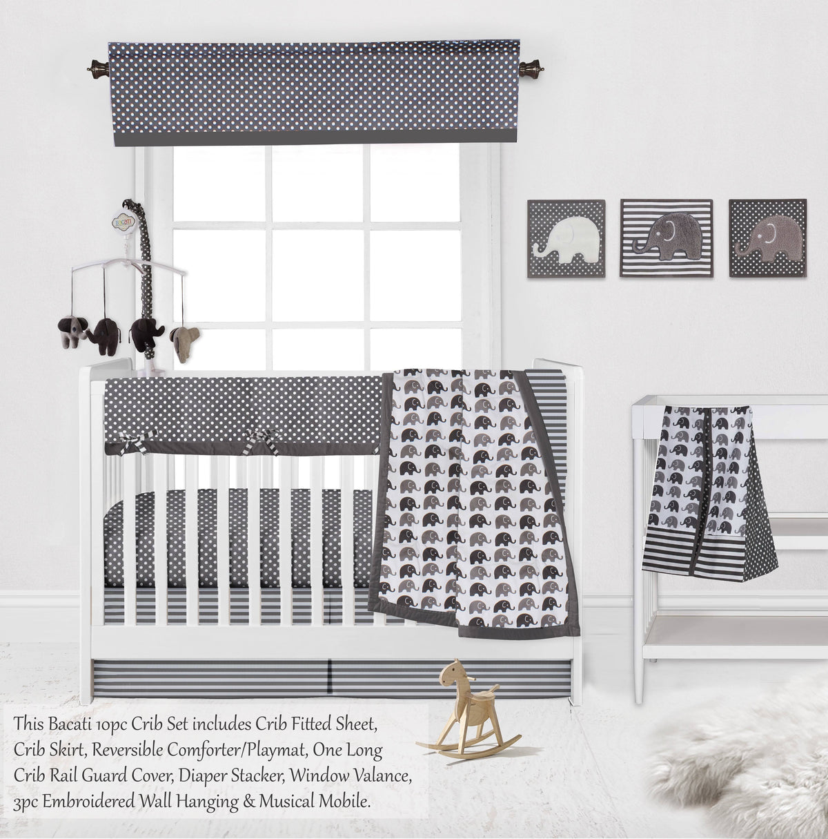 10 PC Crib Bedding Set with 2 Crib Fitted Sheets Y343