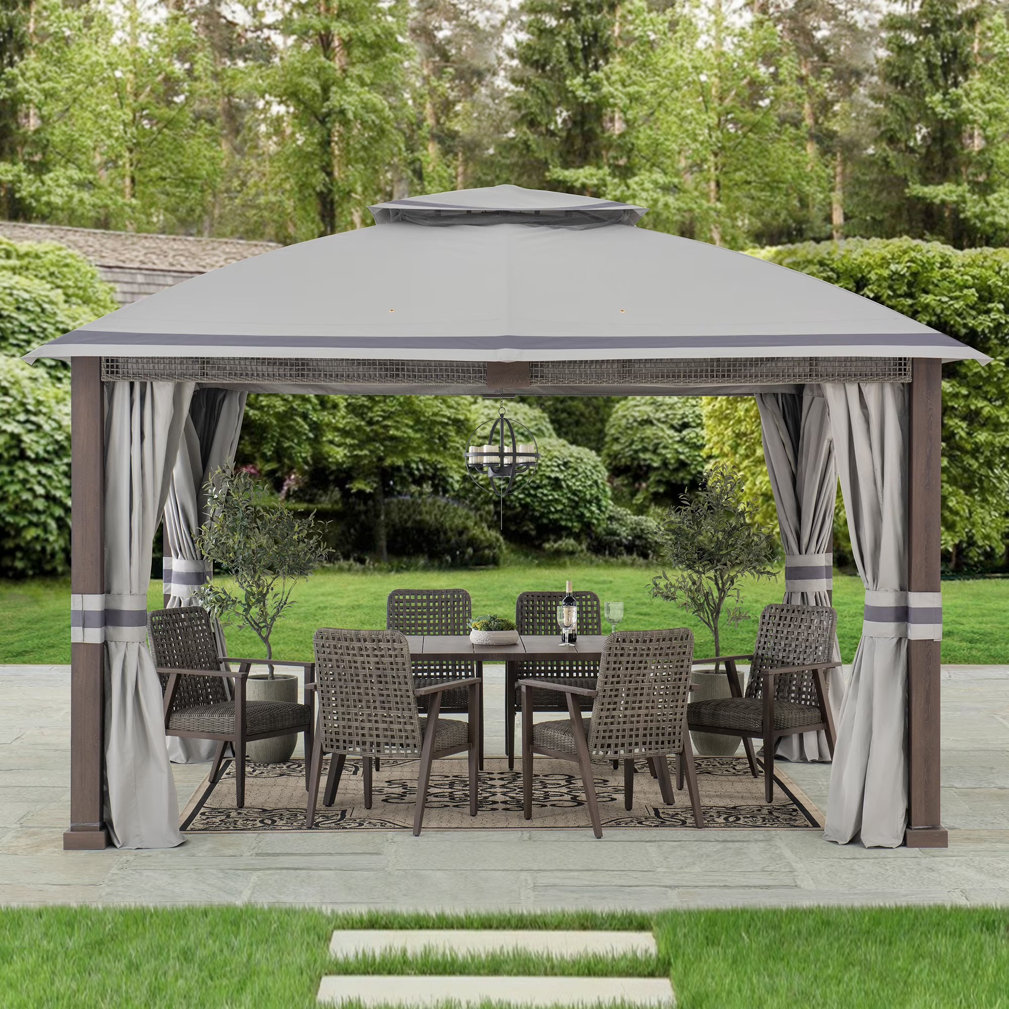 11' x 13' Gray Rectangle Soft-top Gazebo I768
