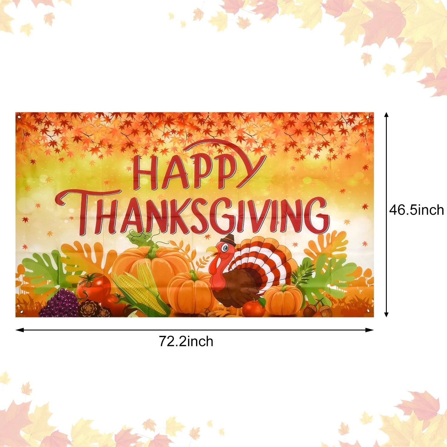Thanksgiving Banner 72 x 46 Inch Turkey Pumpkin Maple Leaves Banner Z966