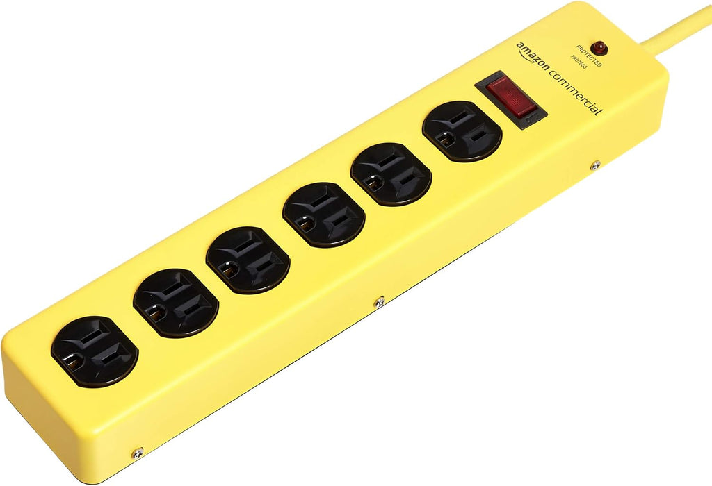6 PACK Yellow Metal Surge Protector Power Strip O63661