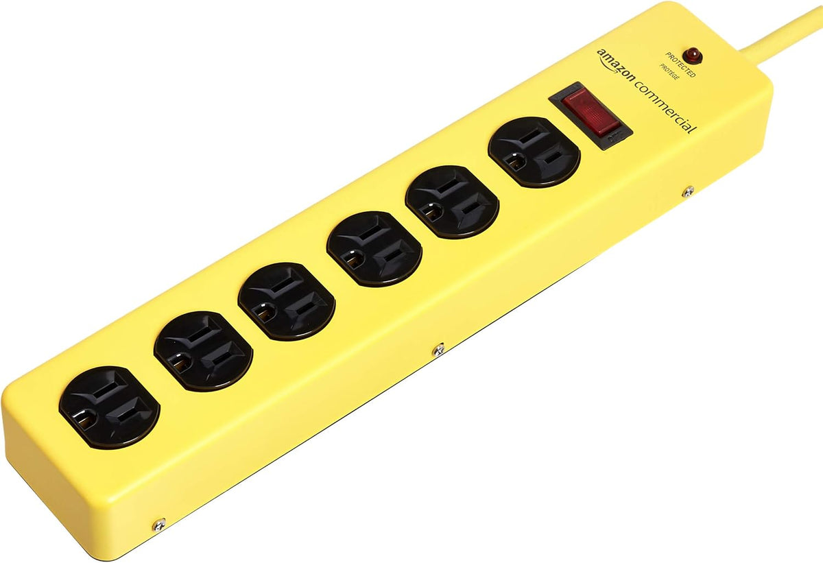 6 PACK Yellow Metal Surge Protector Power Strip O63661