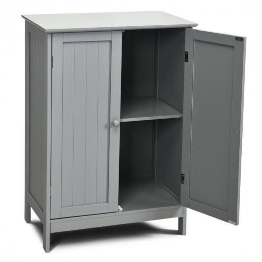 Gray Double Door Bathroom Floor Cabinet B7252