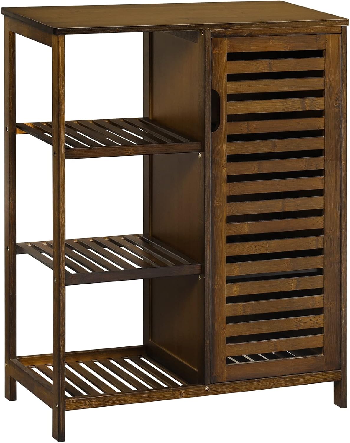 Bamboo Bathroom Cabinet with Doors and 3 Side Shelves U560669