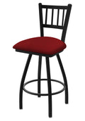 Black Wrinkle Swivel Stool with Paprika Seat M3271
