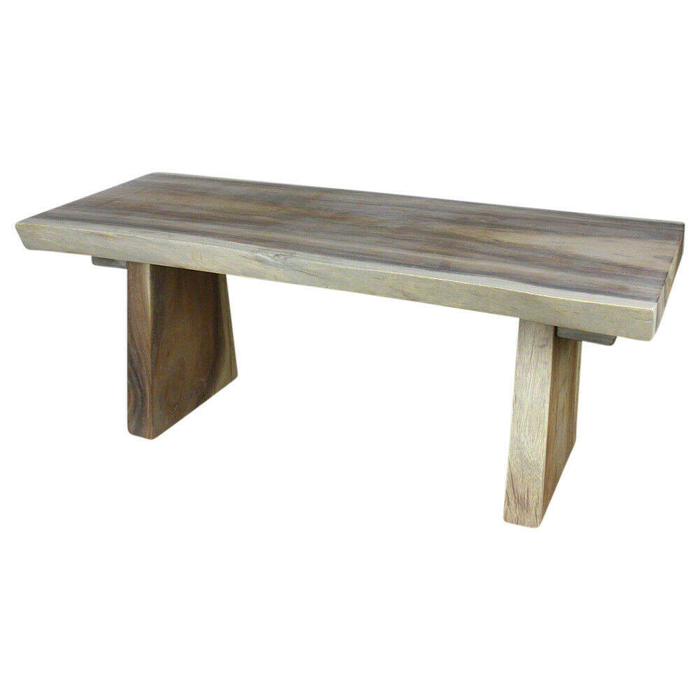 Wood Natural Edge Bench 48 in x 17-20 x 18 in H KD Agate Grey Oil F390