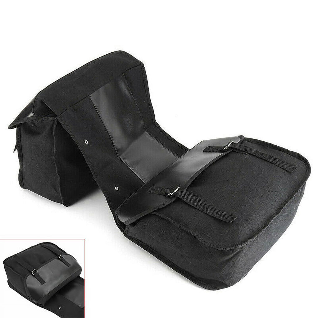Black Canvas Waterproof Motorcycle Saddle Bag J28290