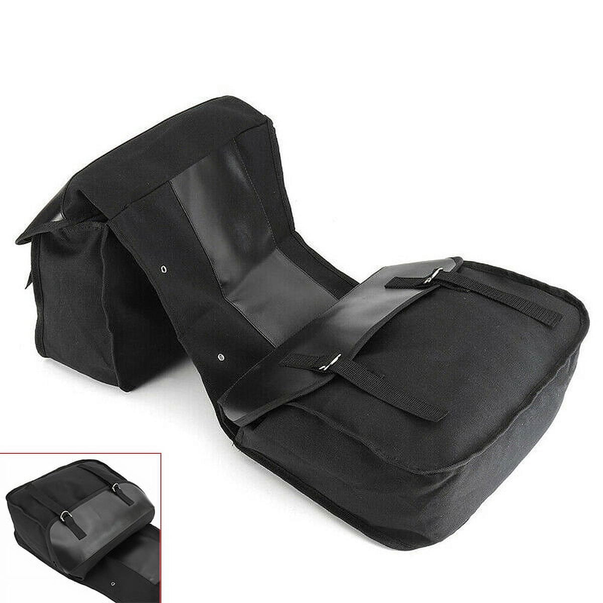 Black Canvas Waterproof Motorcycle Saddle Bag J28290