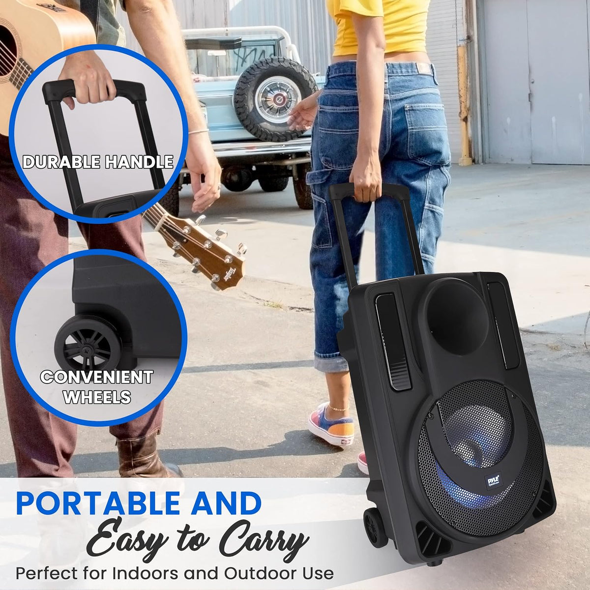 12’’ Portable PA Speaker System with Two Wireless Mic D6389