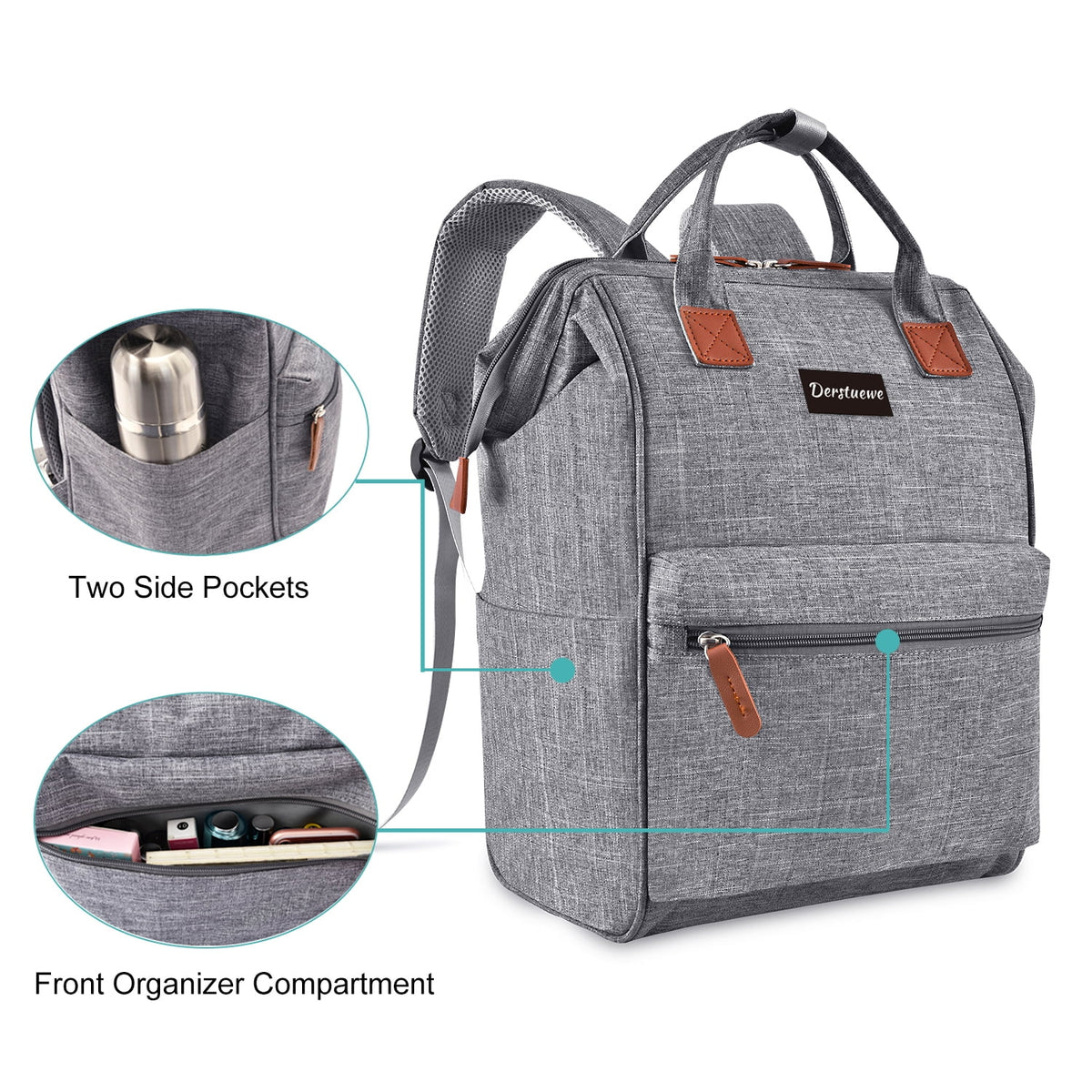 Grey Casual Backpack with USB Charging Port L448547