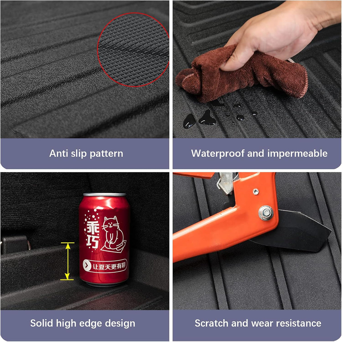 Black TPO Waterproof Rear Cargo Tray Trunk Floor Mat Protector S414840