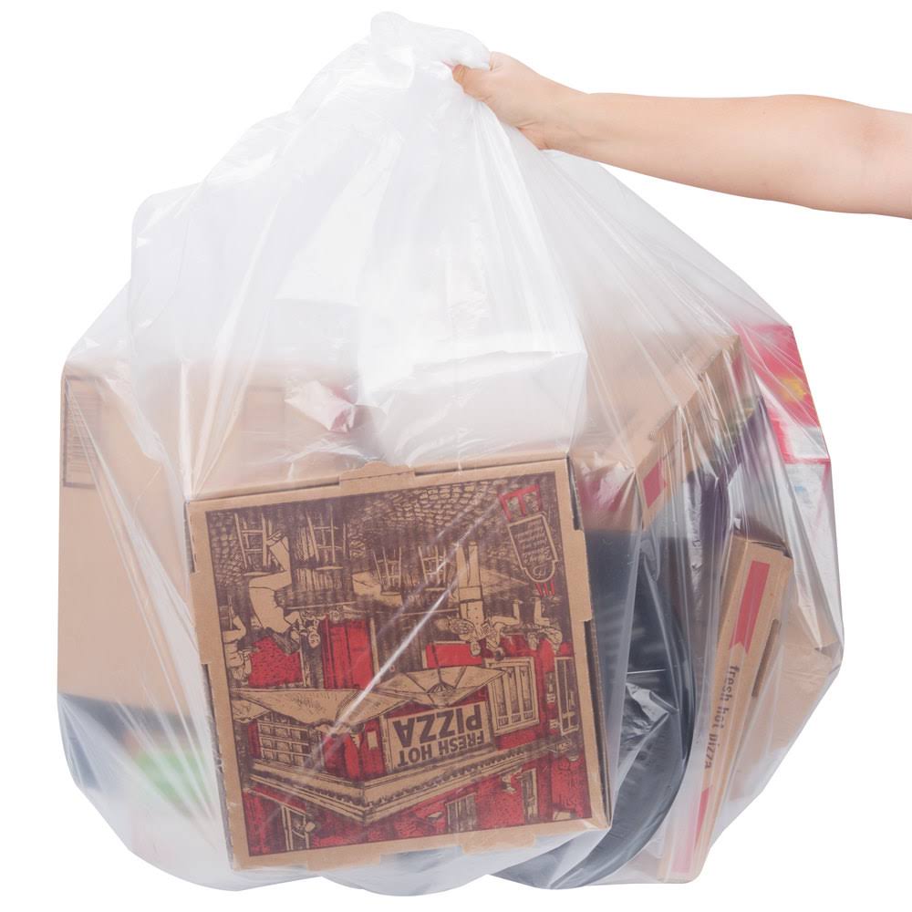 56 Gallon 1.2 Mil Clear Heavy Duty Trash Bag - 100/Case N6710
