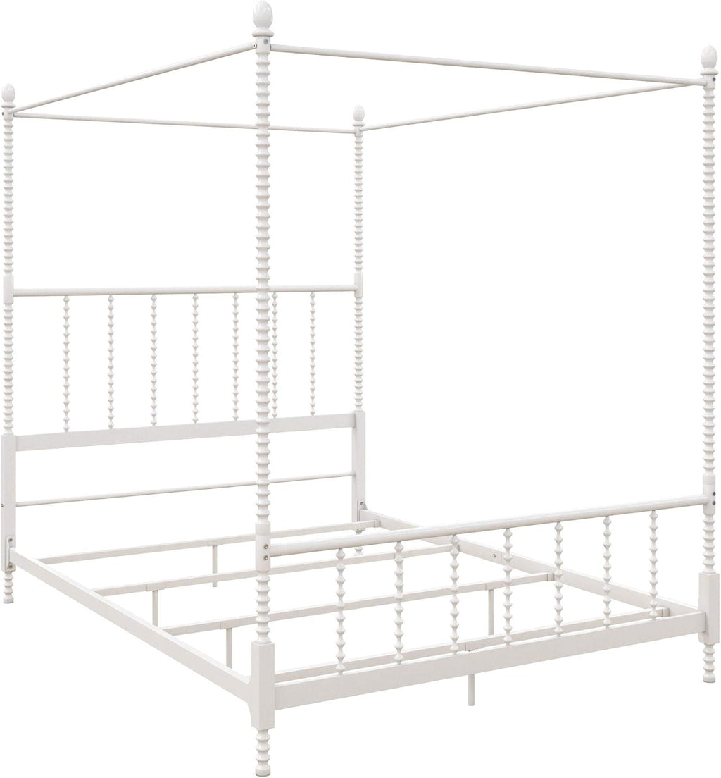 White Twin Size Metal Canopy Bed Frame G558618