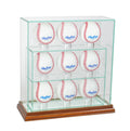9 Upright Baseball Display Case with Walnut Wood F661