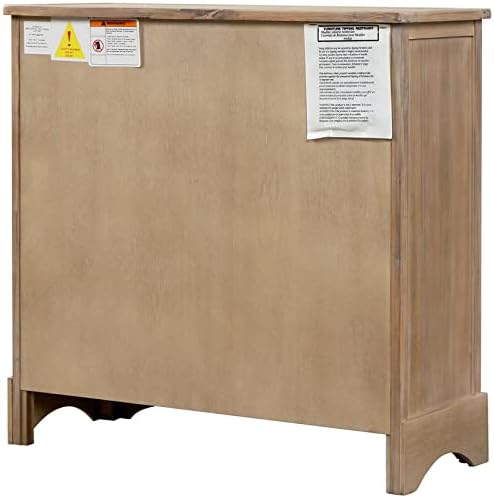 White Washed Storage Cabinet with Two Drawers and Four Rattan Basket N357