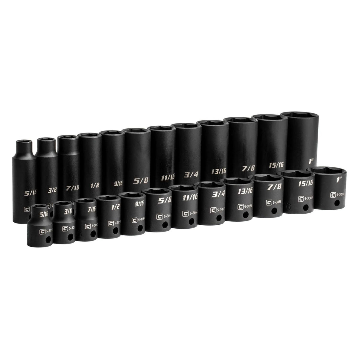 3/8 in. Drive SAE Shallow and Deep Impact Socket Set (24-Piece) L612