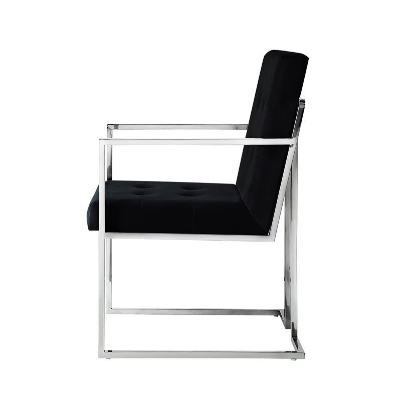 Black Velvet Button Tufted Dining Chair Set of 2 X280566