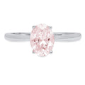 Oval Cut Pink Simulated Diamond 18k White Gold Ring Size 7 I88015