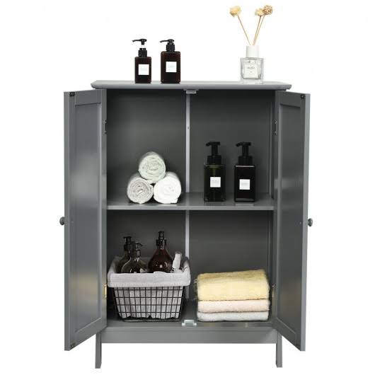 Gray Double Door Bathroom Floor Cabinet B7252