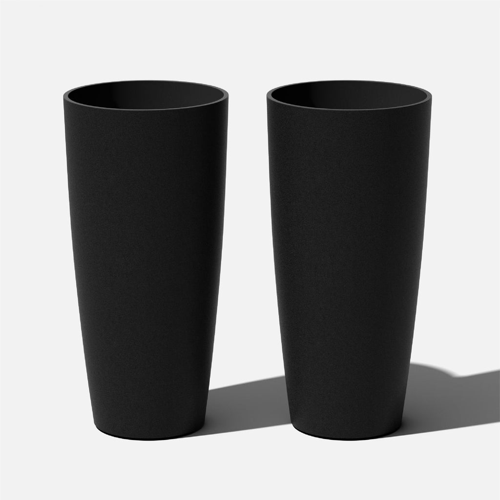 Black 2-Pack Plastic-Stone Planter Q566