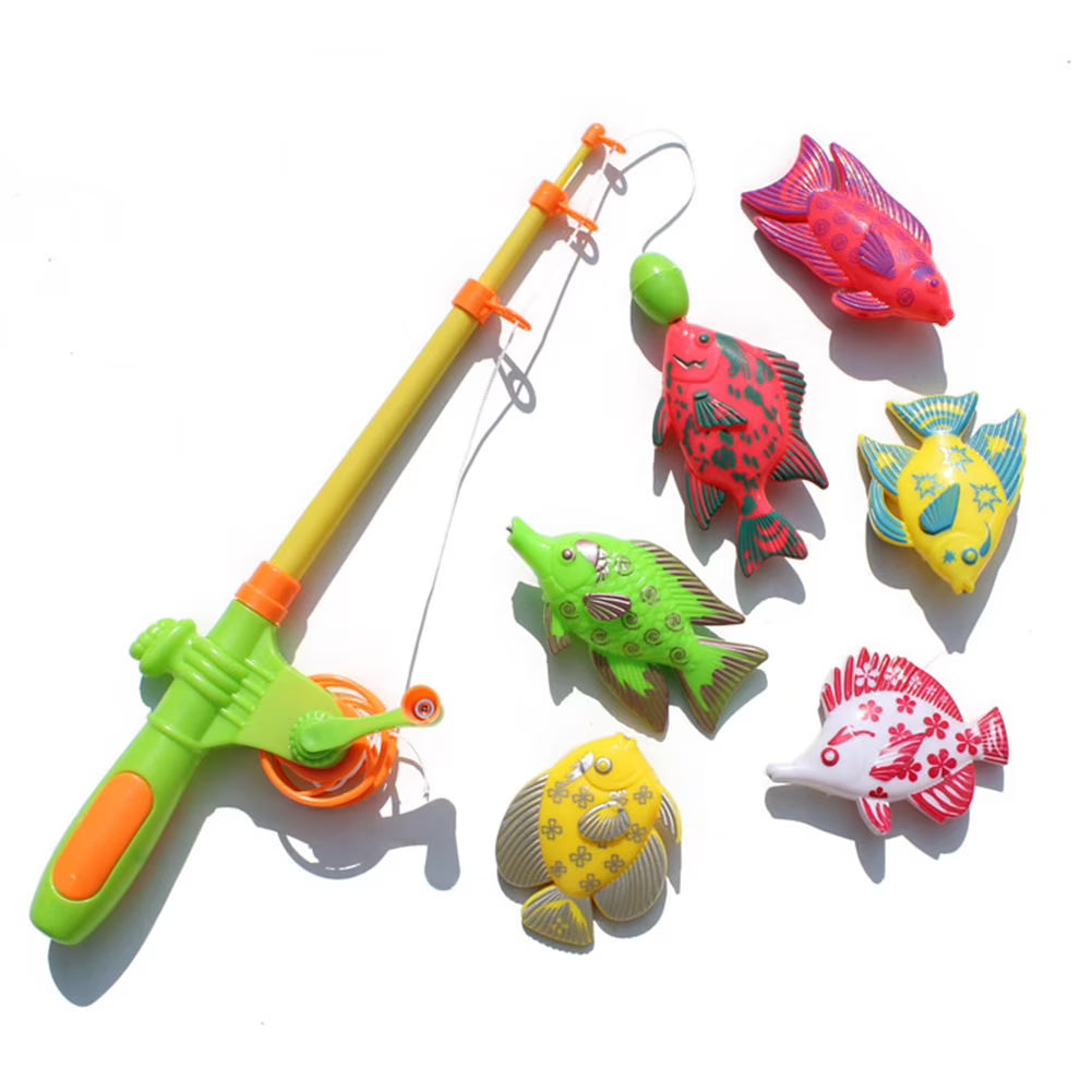 Magnetic Fishing Toy Set with 1 Fishing Rod and 6 Fishes T5881