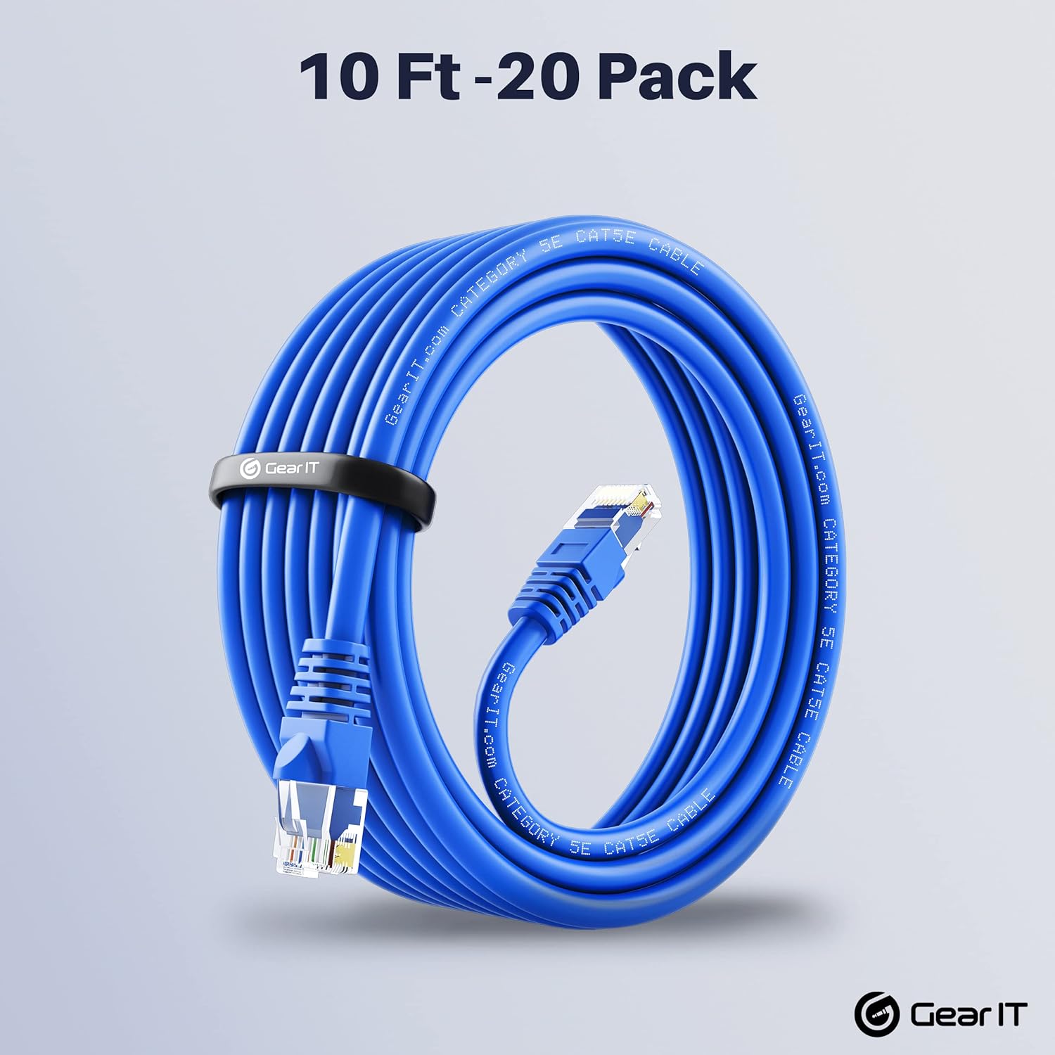 Blue Cat5e Ethernet Patch Cable 10 Feet 20-Pack B5977