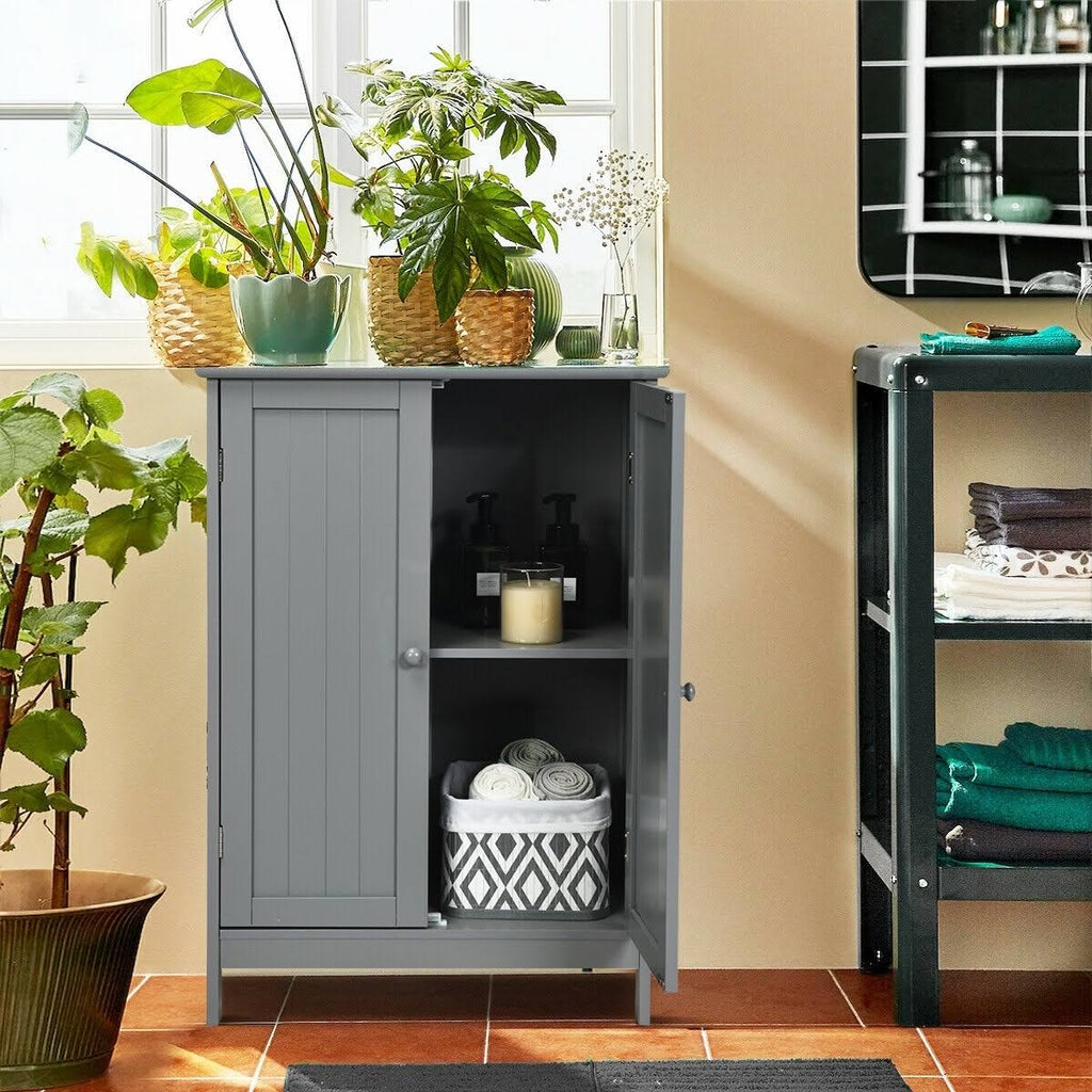 Gray Double Door Bathroom Floor Cabinet B7252