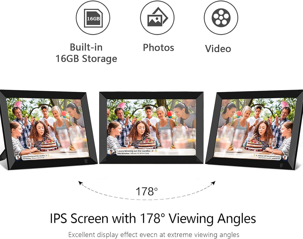 Digital Photo Frame WiFi 8 Inch Touch Screen 16GB Storage J643