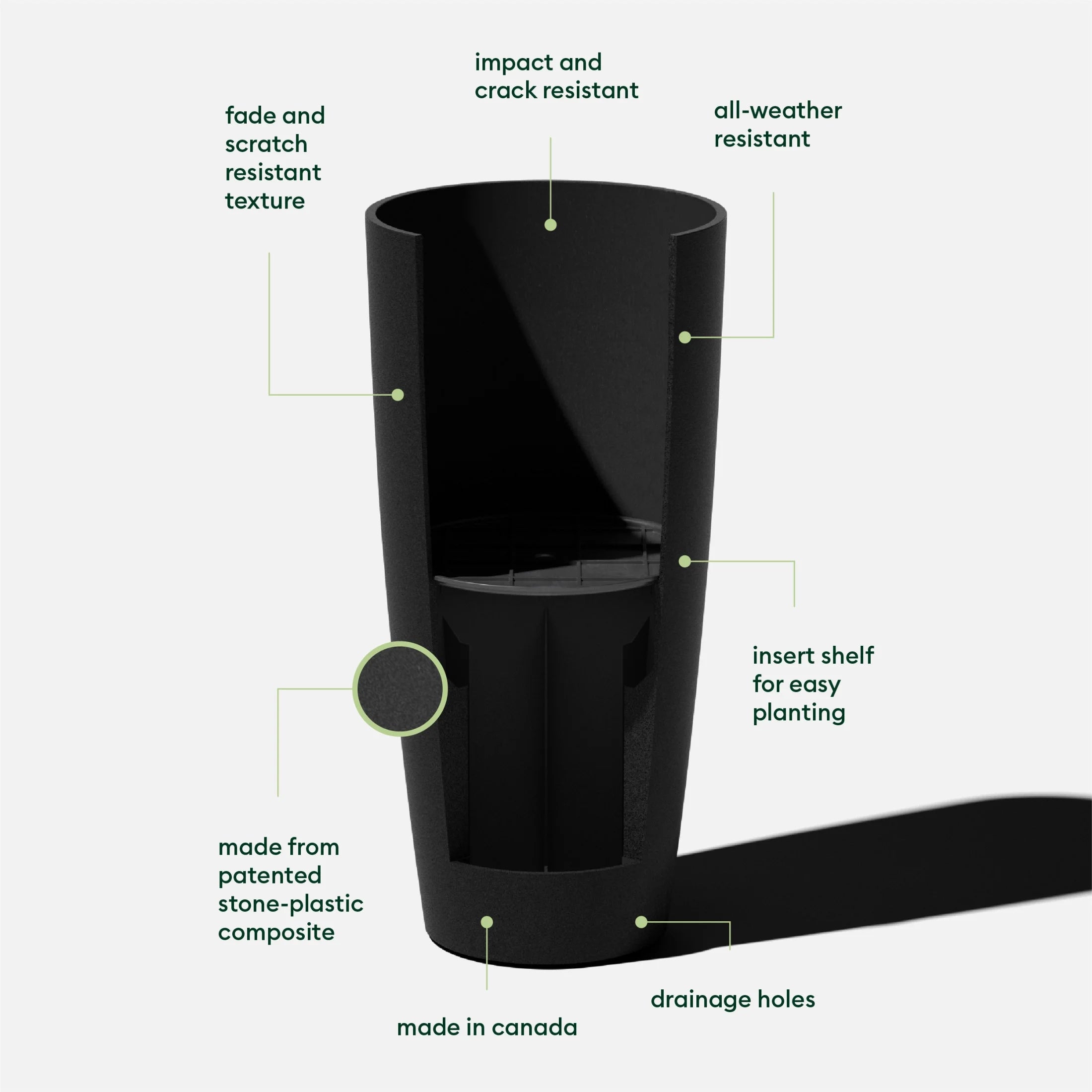 Black 2-Pack Plastic-Stone Planter Q566