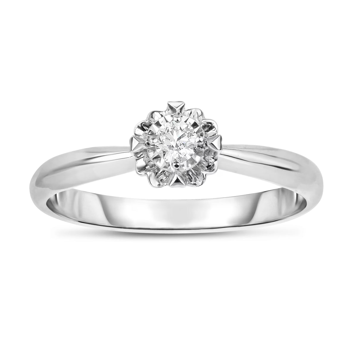 10K White Gold Solitaire Promise Ring O53767