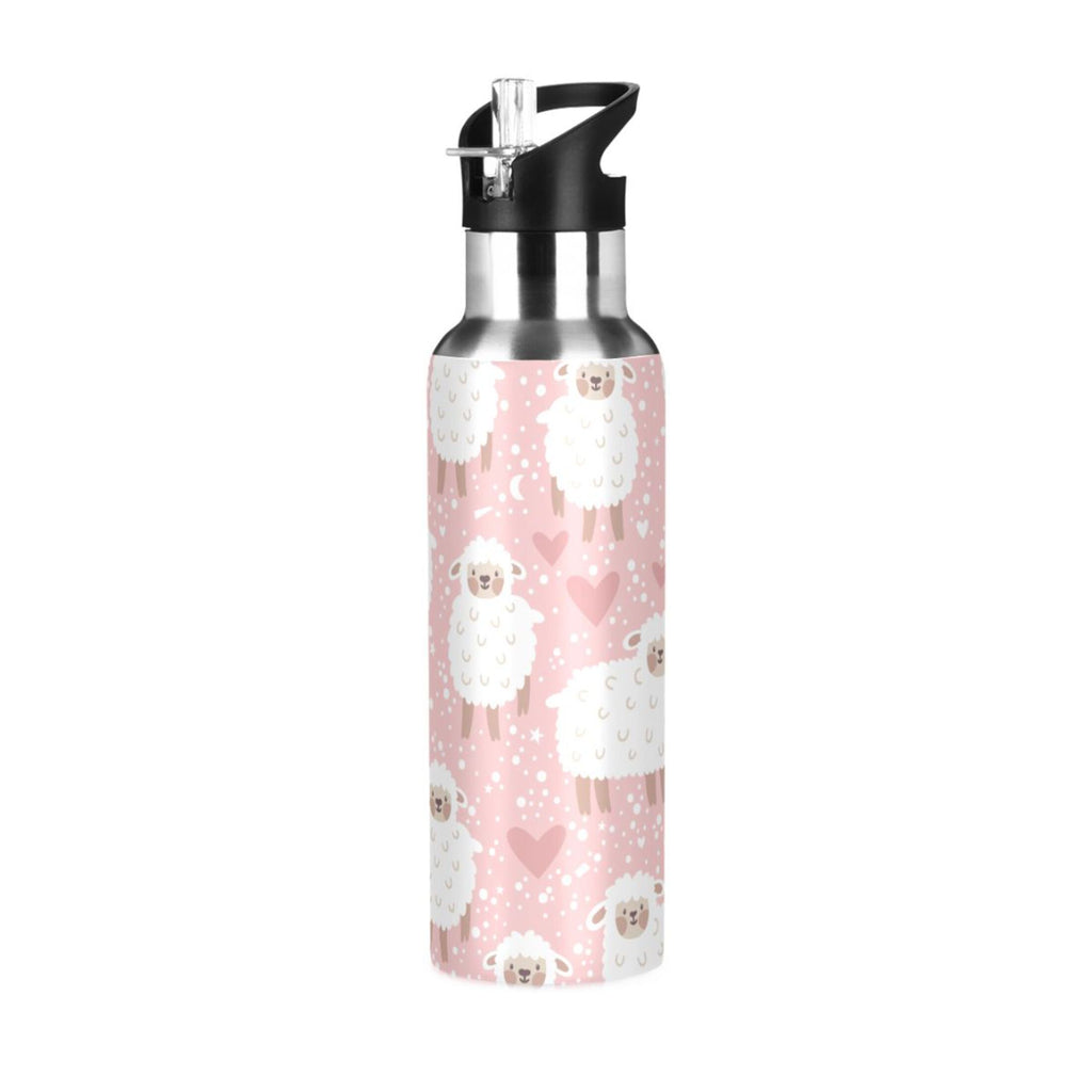 Pink Stainless Steel Insulated Water Bottle with Straw Lid J535444