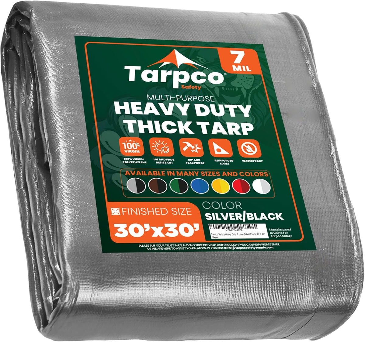 7 Mil Waterproof Poly Tarpaulin with Reinforced Edges V5987