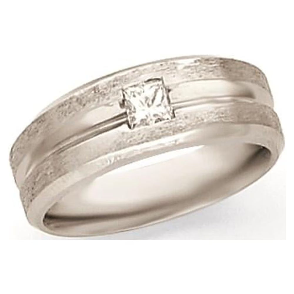 14k White Gold VS Real Diamond Men's Band K445