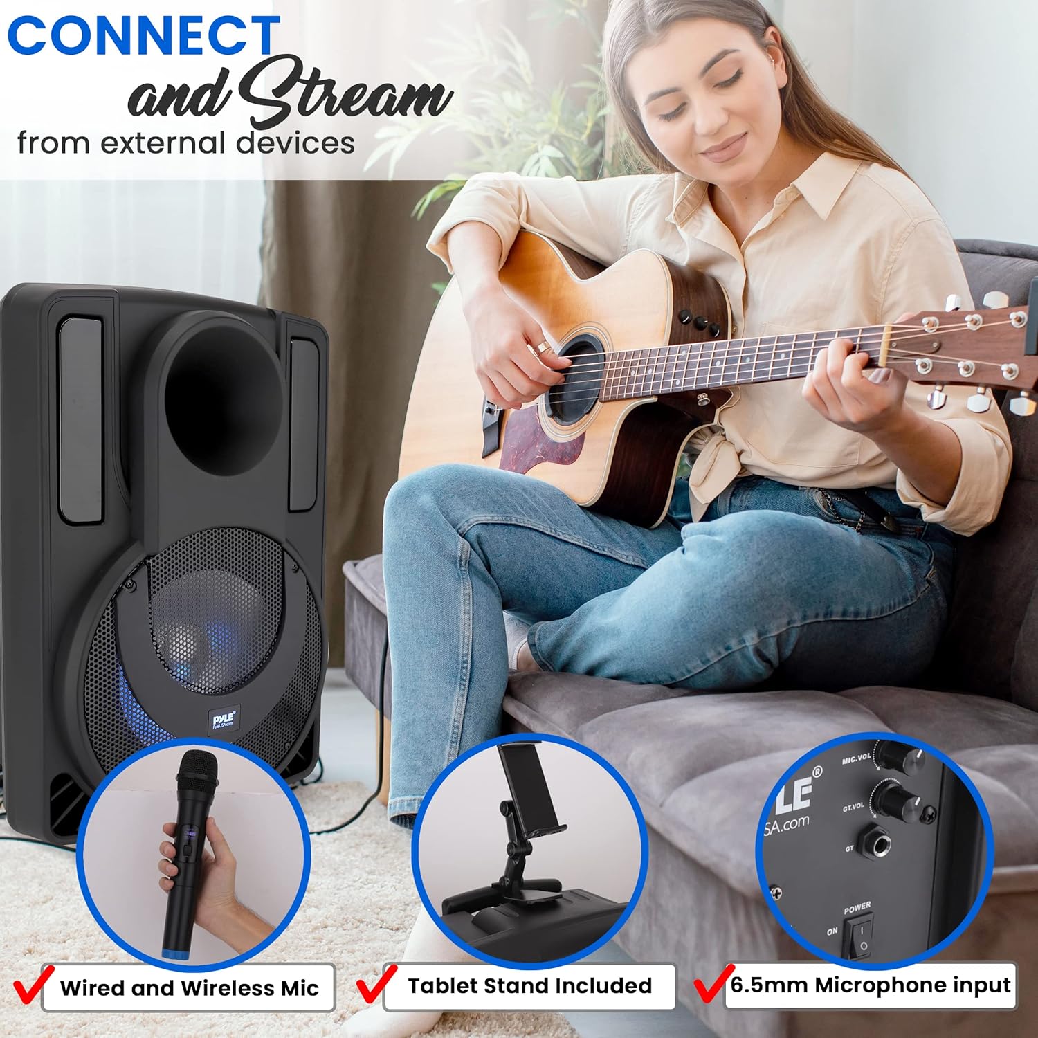 12’’ Portable PA Speaker System with Two Wireless Mic D6389