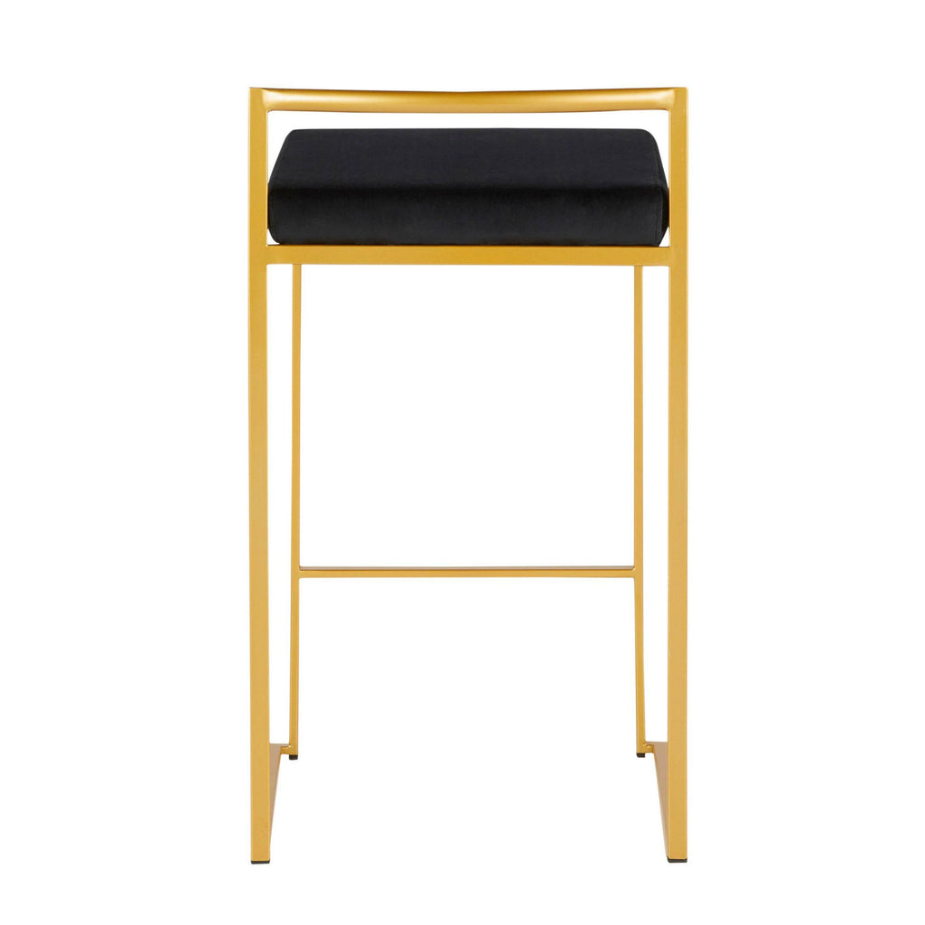 Gold Black Velvet Counter Stool (Set of 2) V2285