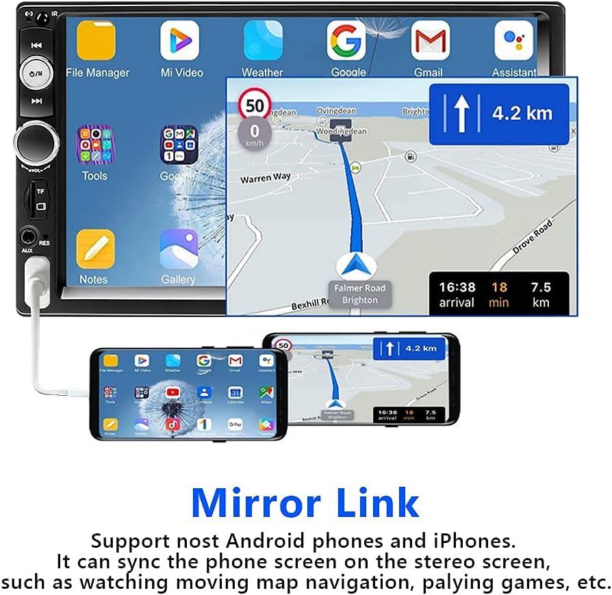 7 Touch Screen Double Din Car Stereo with Bluetooth B554625