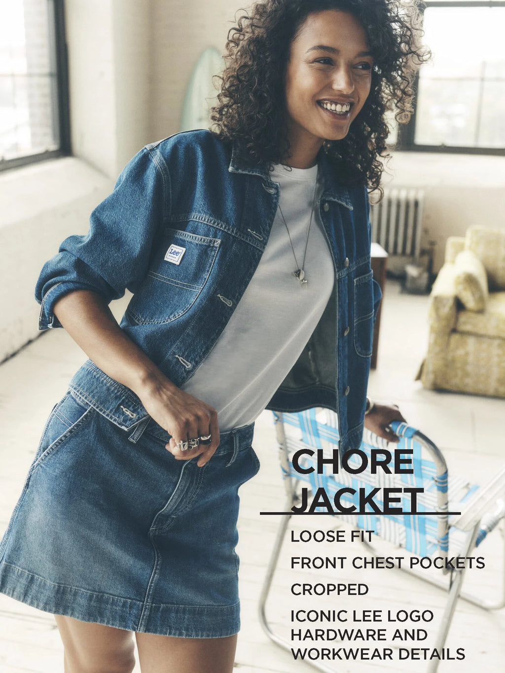 Cropped Chore Denim Jacket A107