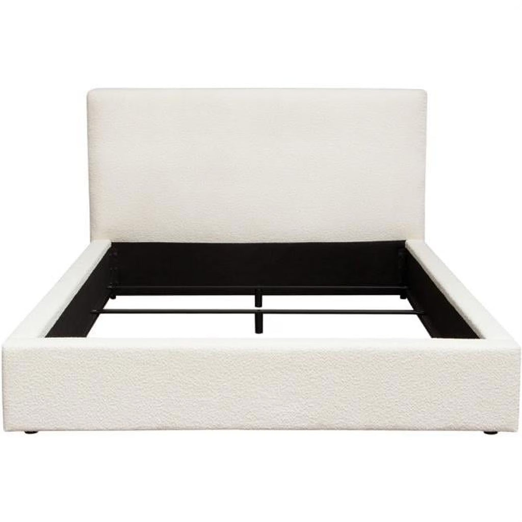 Ivory Boucle Queen Bed W244