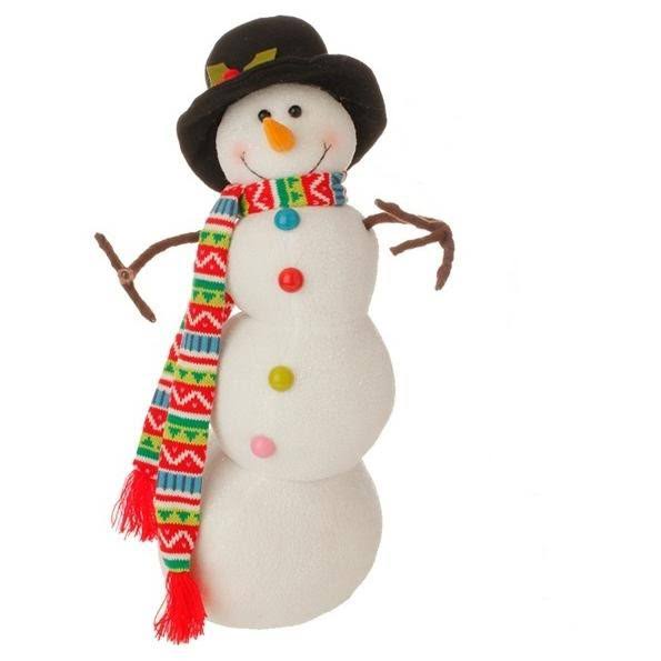 White and Black Posable Christmas Snowman Decor Y12187