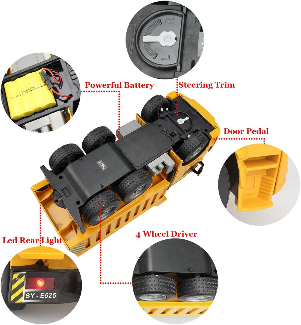 1/20 Scale 6 Channel RC Dump Truck Construction Vehicle Toy, Pack of 2 C100236